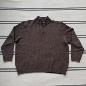Polo Ralph Lauren 100% Lambswool Sweater Men 3XB Big Brown Quarter Zip Pullover